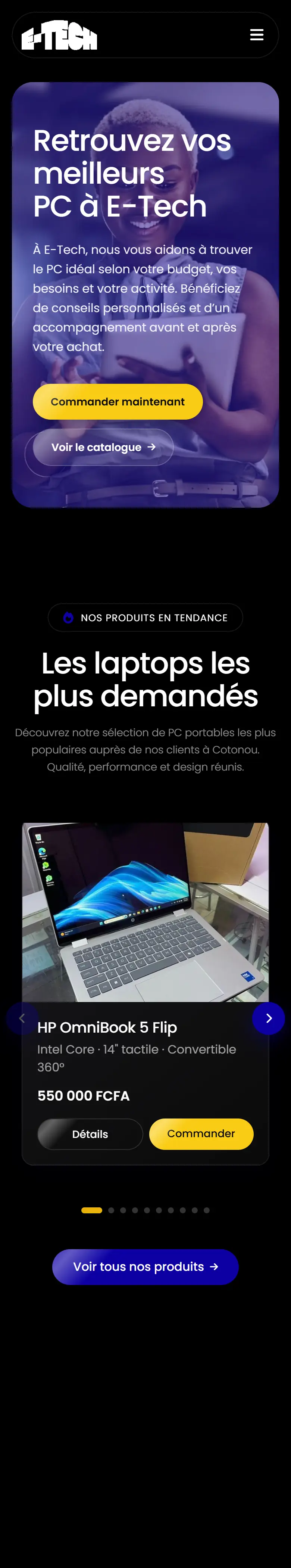 Capture du site de Desmond : Boutique en ligne de matériel informatique